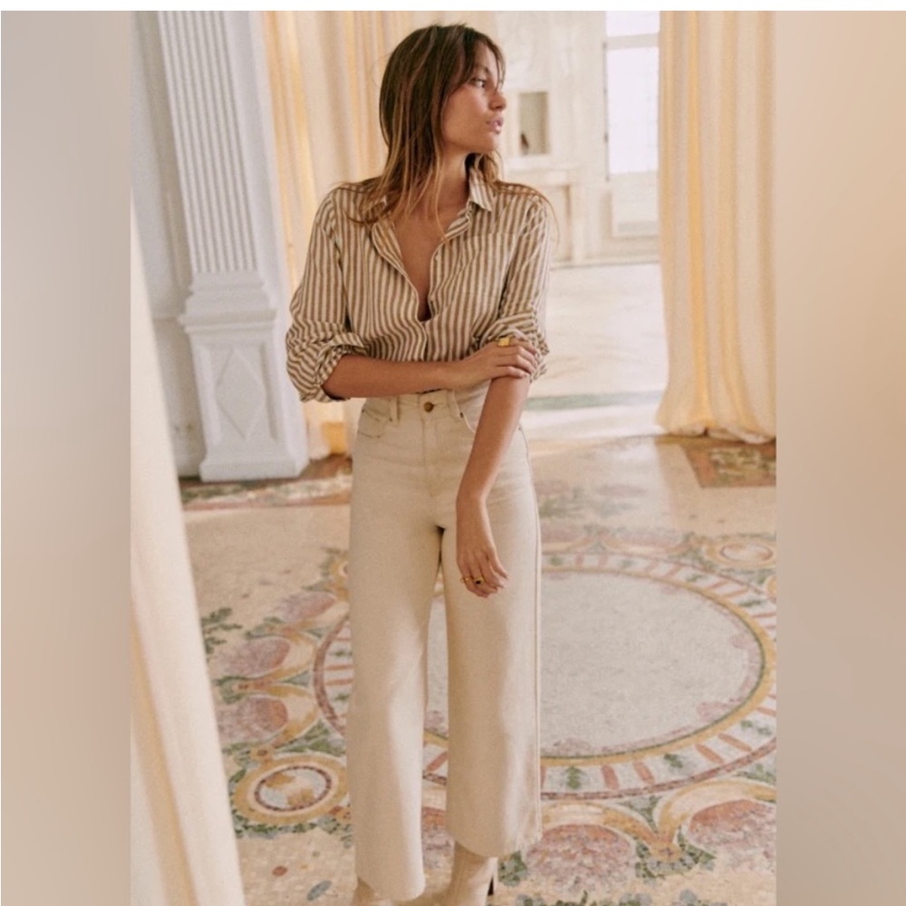 Sézane High Rise Cream Jeans